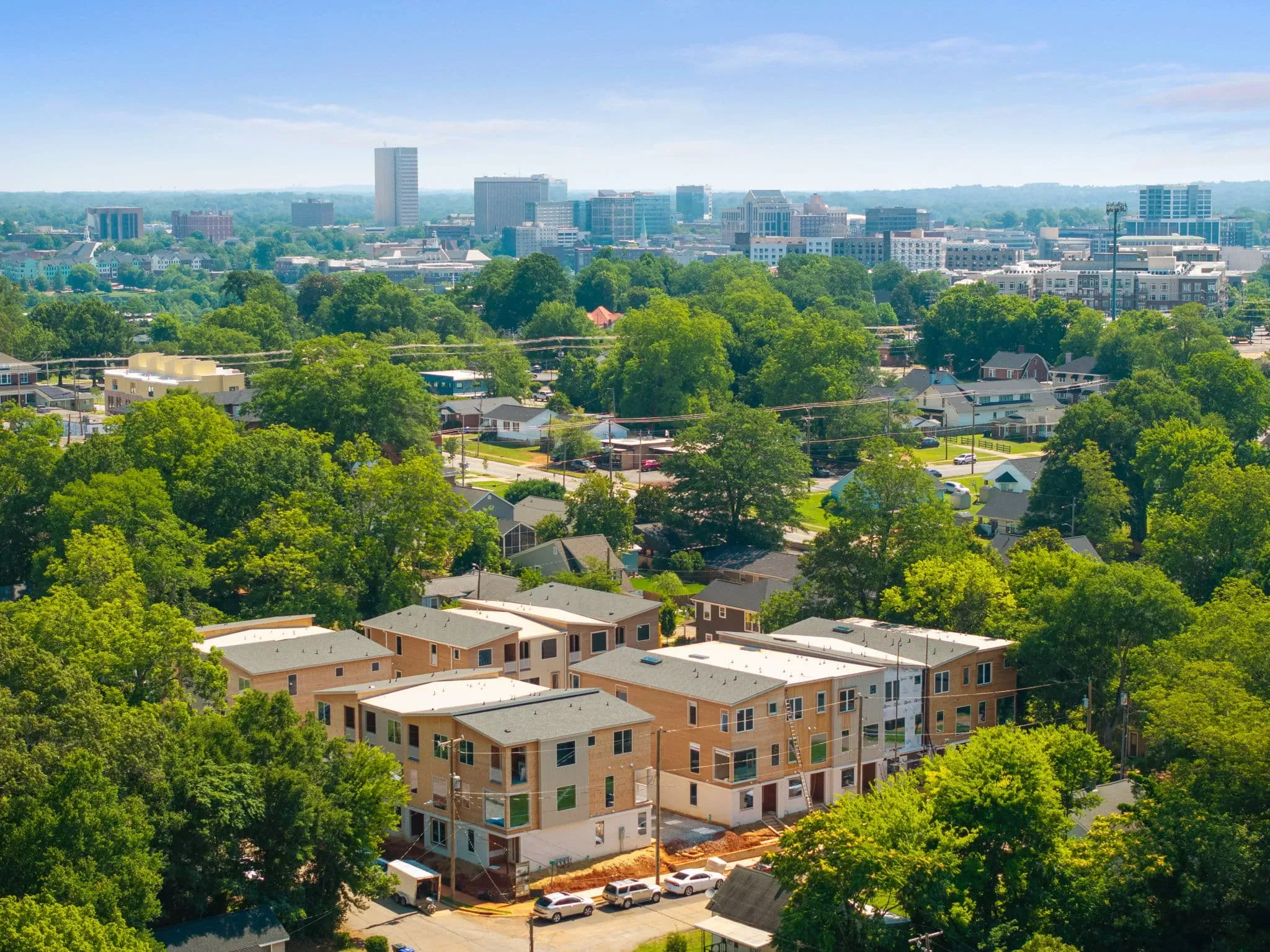 Aerial view of downtown Greenville from the West End