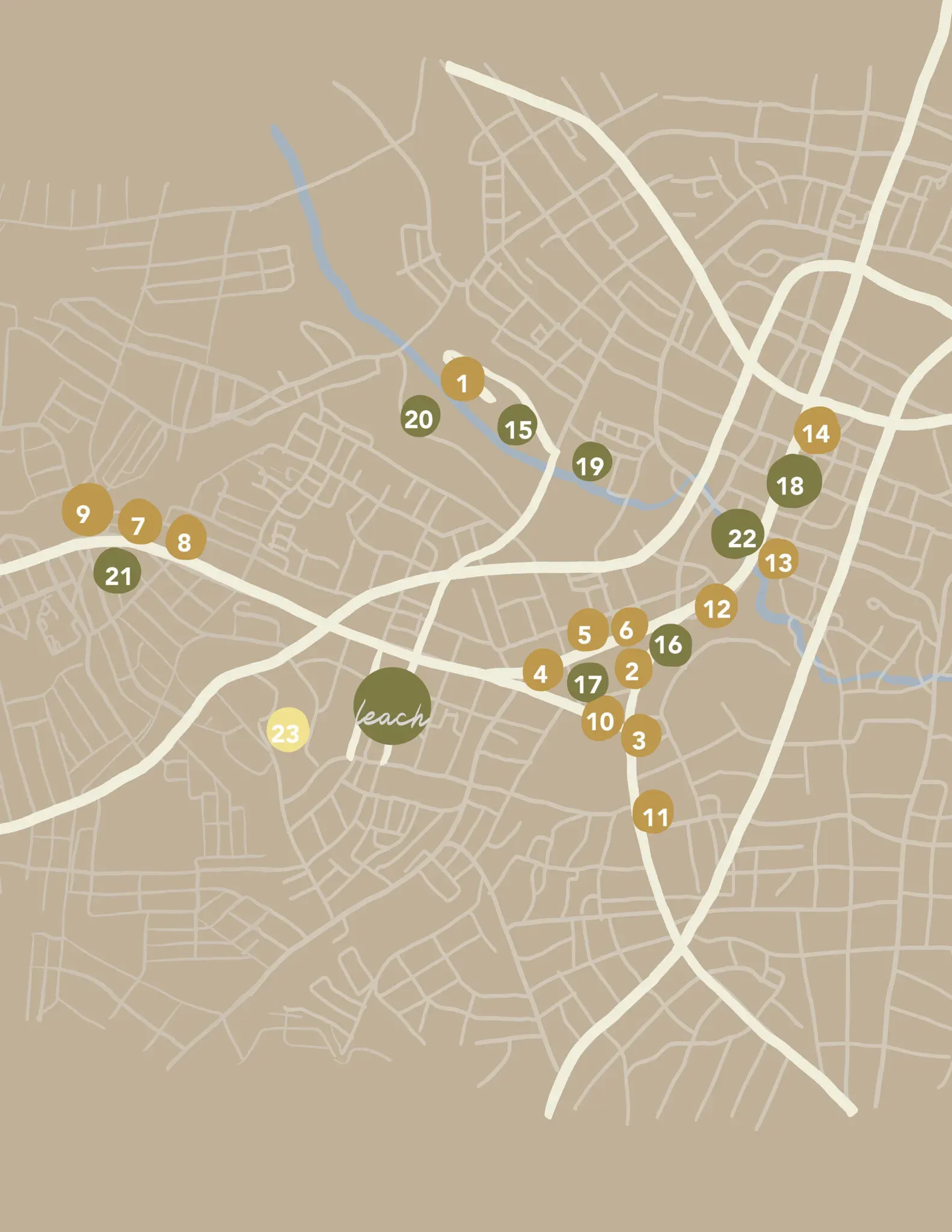Map of Leach Street Commons and nearby West End destinations